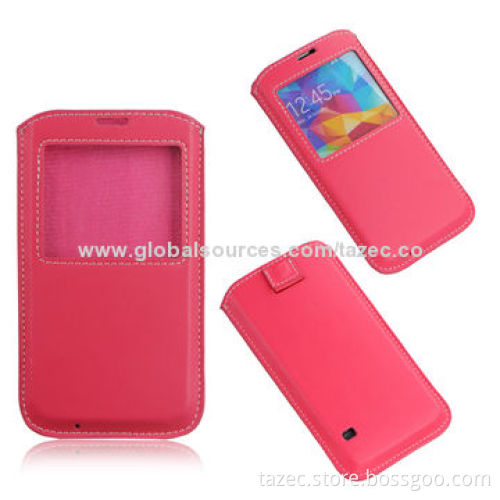 PU Leather Case for Samsung S5 with Pulling Strap and Velcro Closure, Various Colors Available